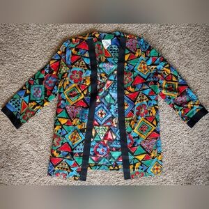Lady Carol Of New York Vintage Geometric Open Front Blazer Jacket Size 14
